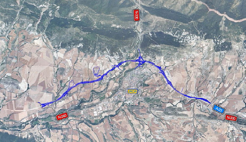 Plano de situación del proyecto aprobado de variante de Jaca