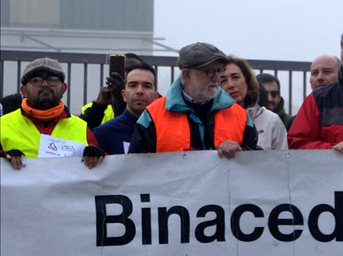 Representantes del PAR en la movilización por las carreteras de Binaced 23-12-2018